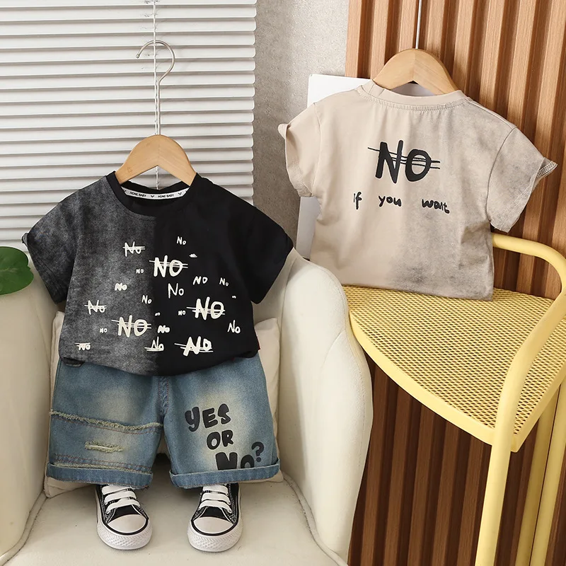 Conjunto de verano para bebé – Camiseta y pantalón corto con letras - imagen 4