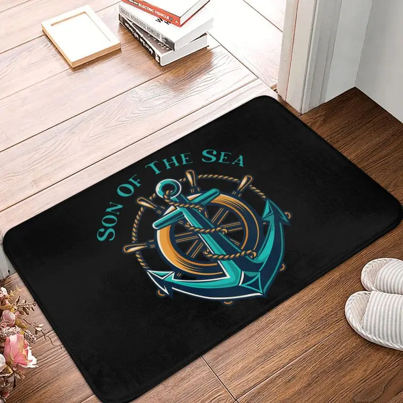 Custom Son Of The Sea Front Floor Door Entrance Mat Indoor Nautical Sailor Anchor Bathroom Kitchen Doormat Garage Carpet Rug