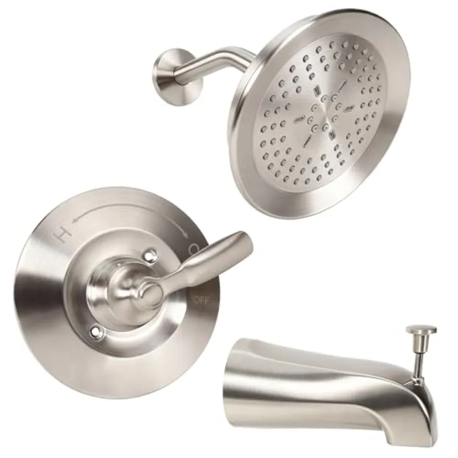 

Shower Trim Kit Compatible with Delta 14 Series, Brushed Nickel Shower Faucet Set, 5-Spray Shower Head, Tub Faucet, Shower Hand