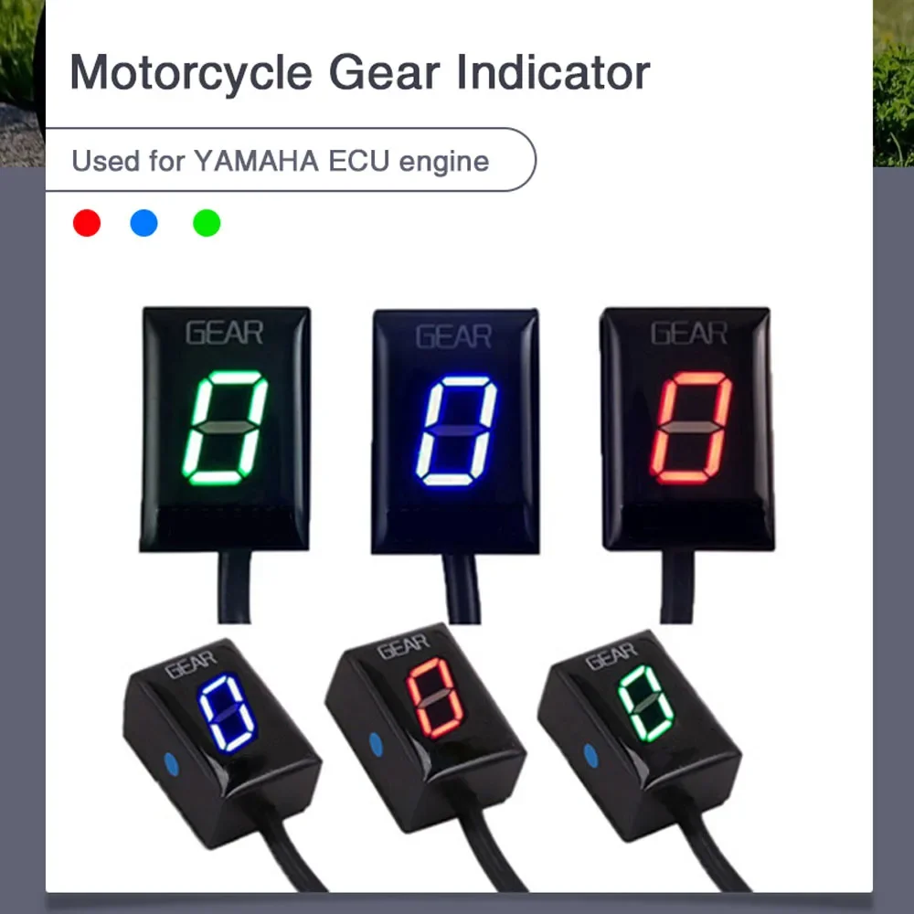 Red Blue Green LED Display Waterproof Motorcycle Gear Indicator 1-6 Lever Speed Counter ECU Plug and Play for Yamaha Unievrsal