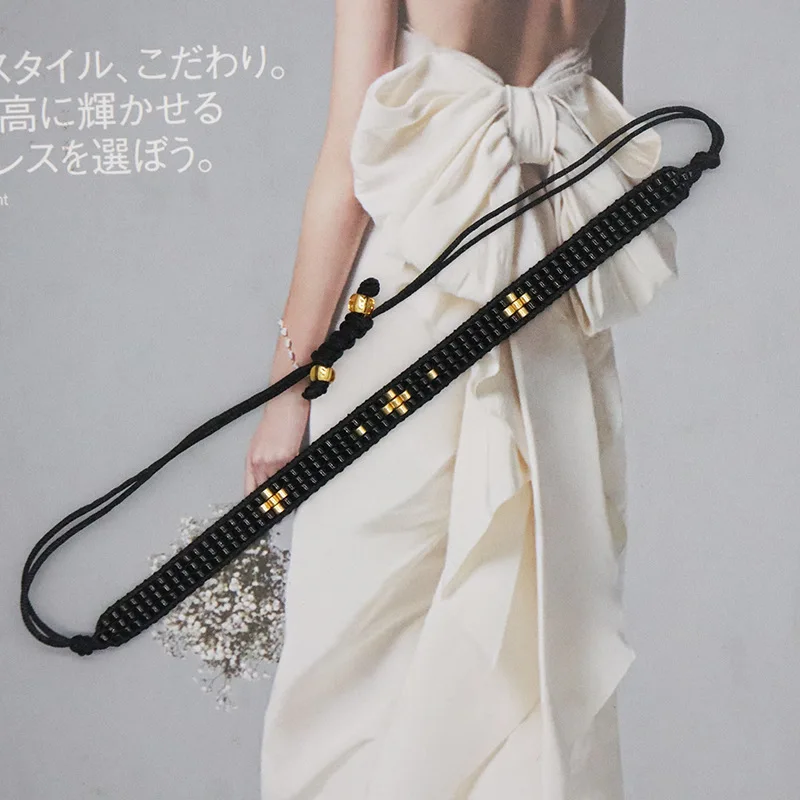 Simple and small cross miyuki bracelet Bohemian wind ethnic style personalized woven rice bead bracelet