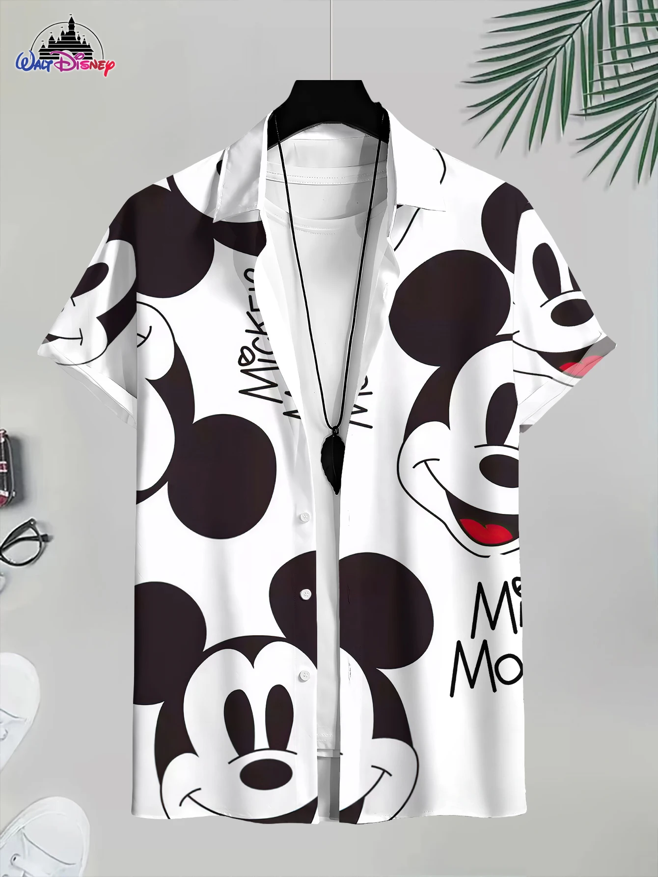 New Arrival 3D Print Disney Mickey & Minnie Shirt: Christmas Carol Graphic Button - Down
