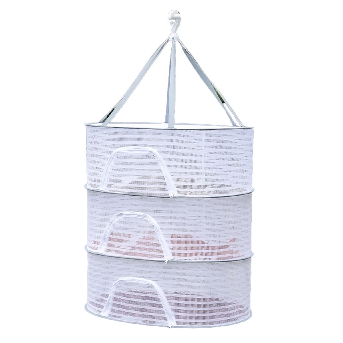 Portable Mesh Clothes Hanging Dryer Folded Herb Rack for Buds Fruits Hydroponics Flowers Vegetables Fish Clothes Doll,A