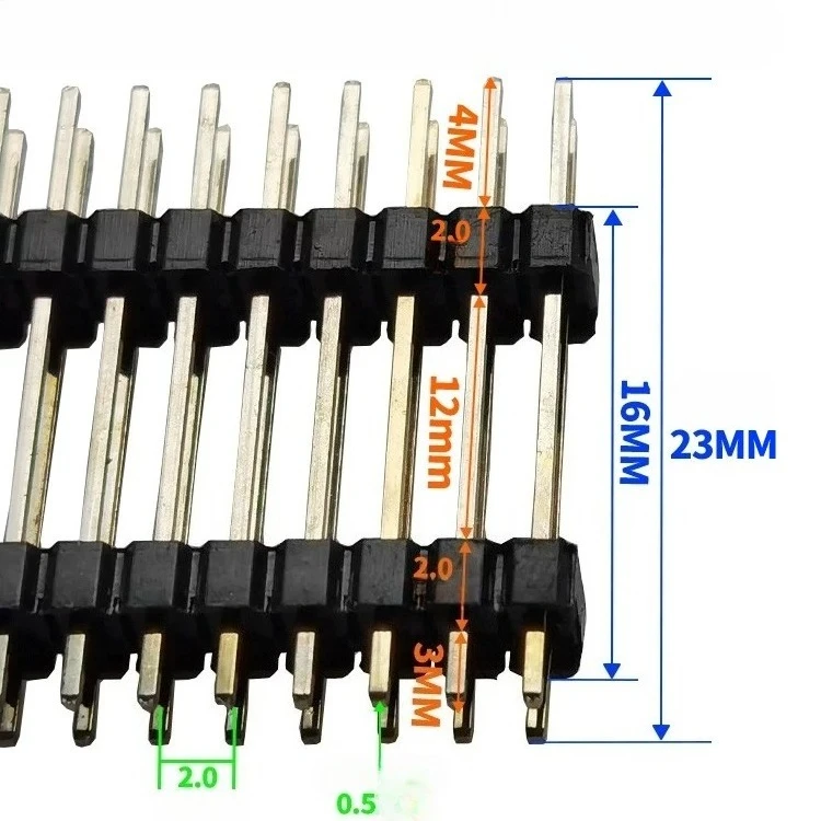 50pcs 2.0mm Spacing Double Plastic Needles 3+4 12MM-30MM Double Row 2 * 40 Single  Row Extended Double Plastic Needles