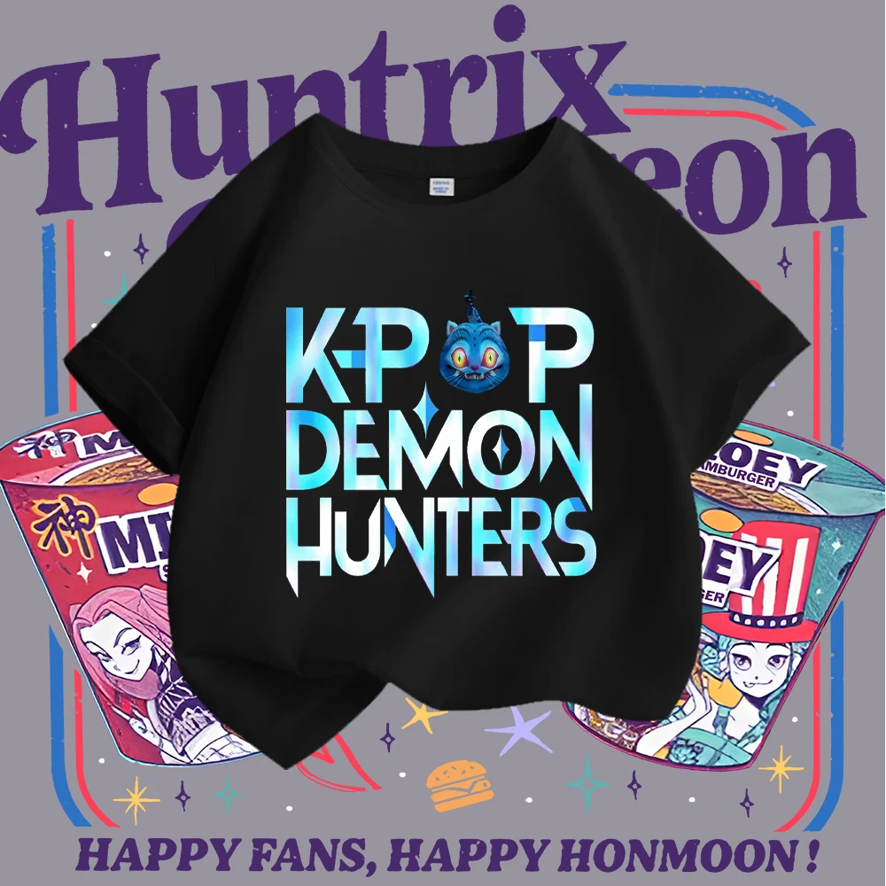 أطفال بنات تي شيرت KPOP Y2K نمط شخصيات كرتونية طباعة قصيرة الأكمام تي شيرت للأطفال ملابس الشارع الشهير قمة الموضة للفتيات #3