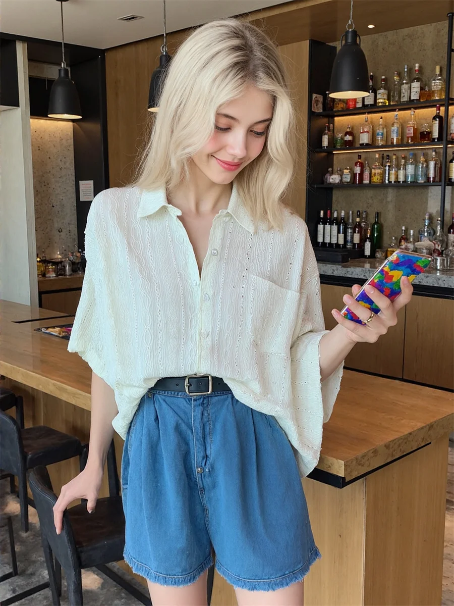 قميص نسائي صيفي بأكمام قصيرة مقاس كبير قميص كلاسيكي بنمط طباعة الفهد وزر أمامي كاجوال بسيط أساسي #5