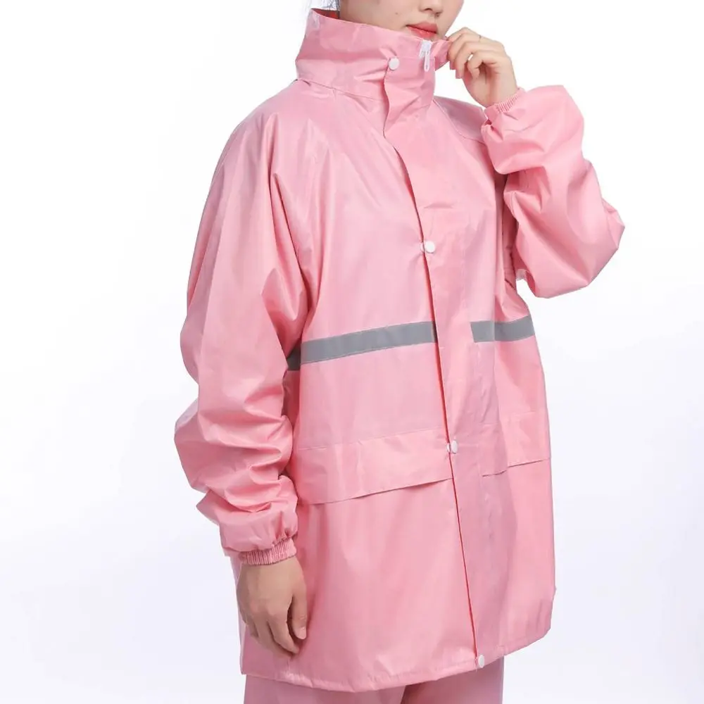 Reflective Strip Raincoat and Rain Pants Suit Hooded Design Waterproof Motocycle Riding Raincoat Oxford Cloth Breathable