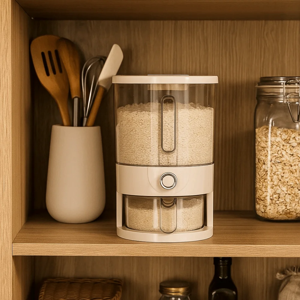 

Anti-Insect Rice Storage Container Moisture-Proof Visible Flour Storage Bucket with Measuring Cup Large Capacity Rice Bucket