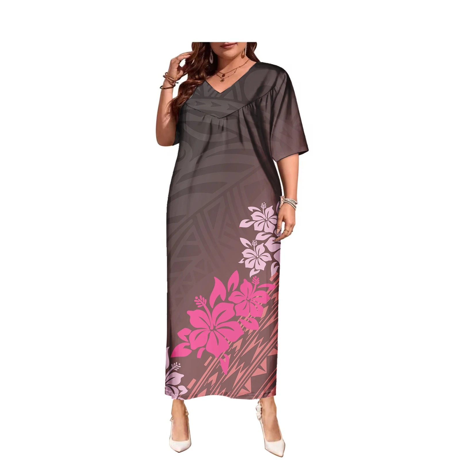 Samoan Puletasi Casual Island Maxi Dress Polynesian Tribal Dress Custom Plus Size Beach Holiday Island clothes