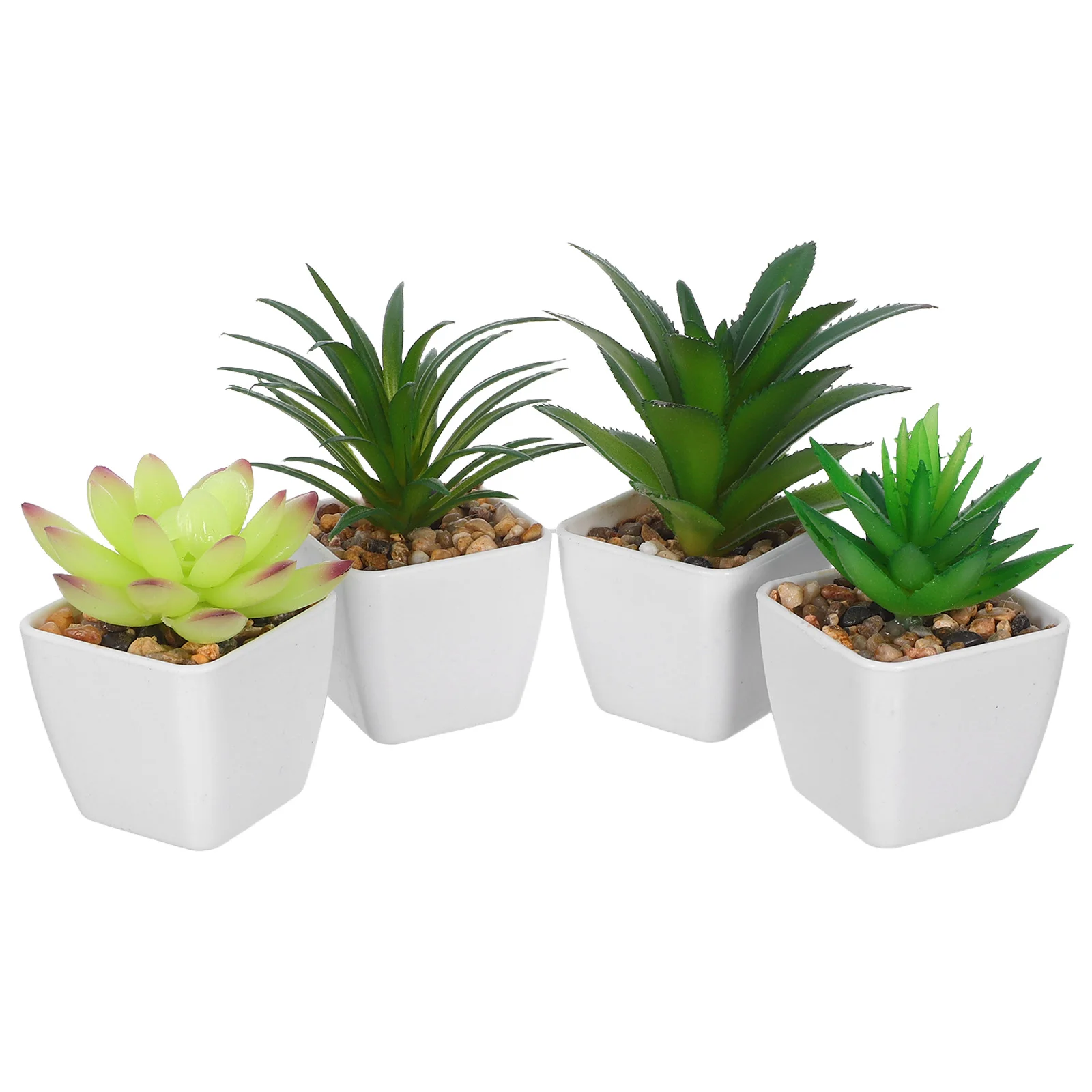 

4Pcs Small Artificial Succulents Cute Ceramic Pots Miniature Greenery Desk Decoration Everlasting Beauty No Maintenance Required