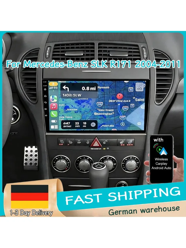 4+64G 9 inch autoradio voor Mercedes-Benz SLK R171 2004-2011 2Din Android15 GPS navigatie met Carplay/Android Auto - afbeelding 2