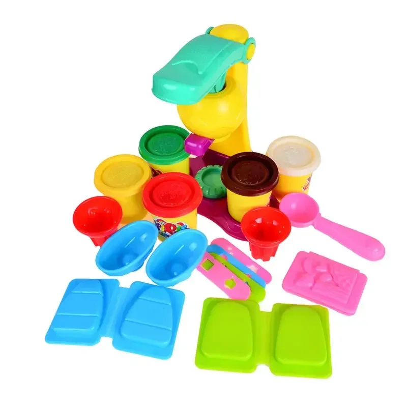 [Funny] DIY Playdough Clay Dough Plasticine Ice Cream Mould Play Kit Diy Toy handmade Ice cream machine kitchen cook toy gift