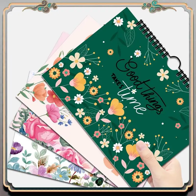 

Durable Flower Calendar Planner Floral Monthly Planner Years Vintage Cover Calendar Weekly Schedule Student Class Notebook