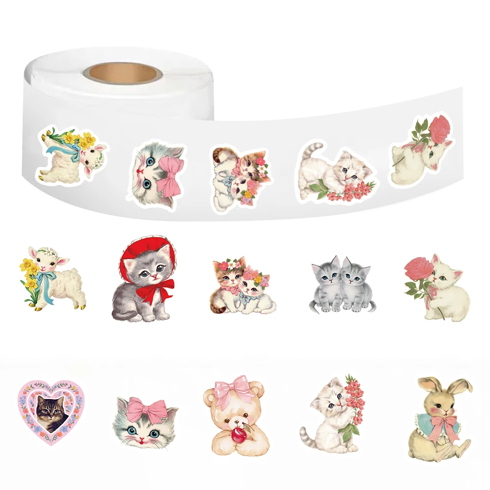 500 قطعة Kawaii خمر الحيوانات Clipart ملصقات الجمالية Y2k موضة الكمبيوتر المحمول الأمتعة الهاتف دراجة نارية سكيت الكتابة على الجدران ملصق #5