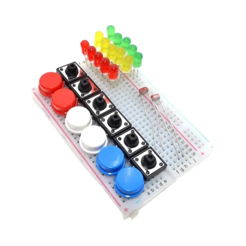 79PCS DIY electronic kit suitable for UNO R3 motherboard parts kit 400 hole breadboard button resistor LED light kit