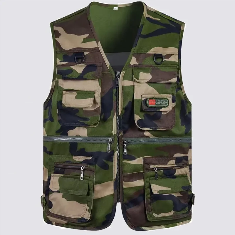 Men Outdoor Tactical Military Hiking Pocket Vest Male Army Camouflage Sports Camping Tank Hunting Fishing Clothes Jackets C12