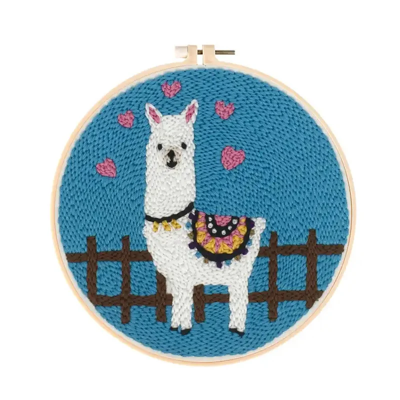 

Women DIY Alpaca Painting Punch Embroider Kit Handmade Alpaca Wool Yarn Pock Needle Punch Kit For Beginner Kids Children Gift