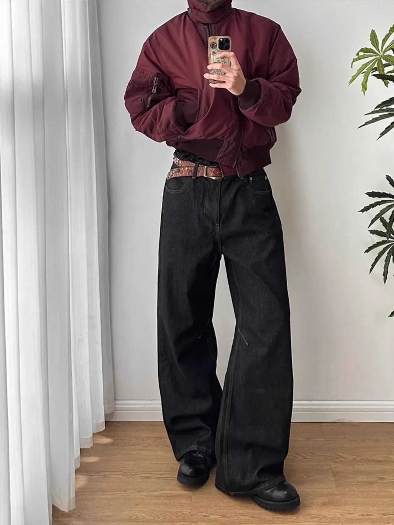 

American Sle Cleanfit Original Jeans Waed Out-of-color Knife Long Pants Straight Tube Loose Fit Jeans for Teenagers