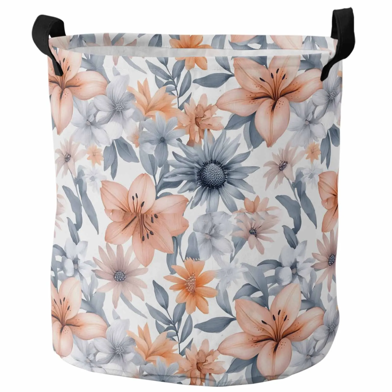 

Watercolor Daisy Lily Flower Plant Dirty Laundry Basket Foldable Waterproof Home Organizer Clothing Children Toy Storage Basket