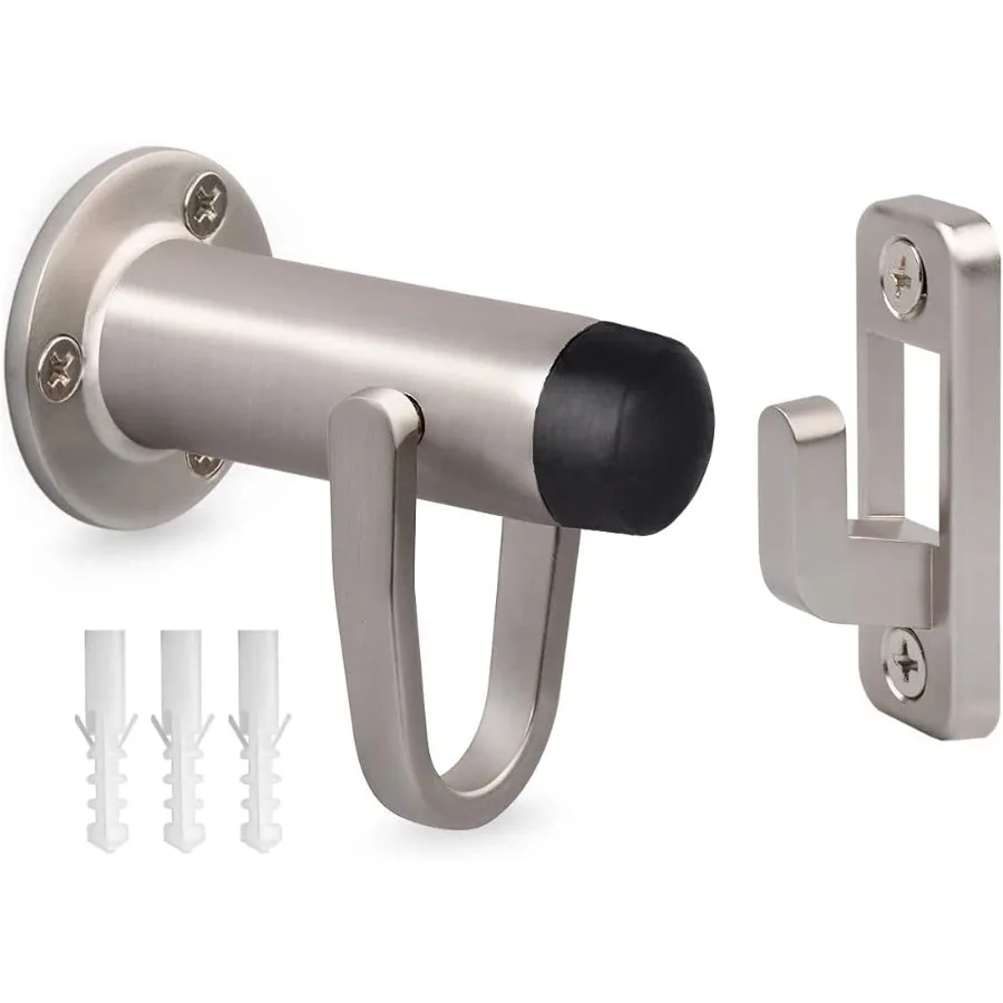 

Сверхмощный крючок-защелка, стопор для дверного держателя со звукопоглощением, резиновый бампер, настенный матовый сатин, никель, 1 шт.