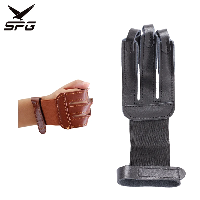 Archery Finger Protection Recurve Straight Traditional Bow & Arrow Shooting Accessories Cowhide Leather 3 Hand Guard