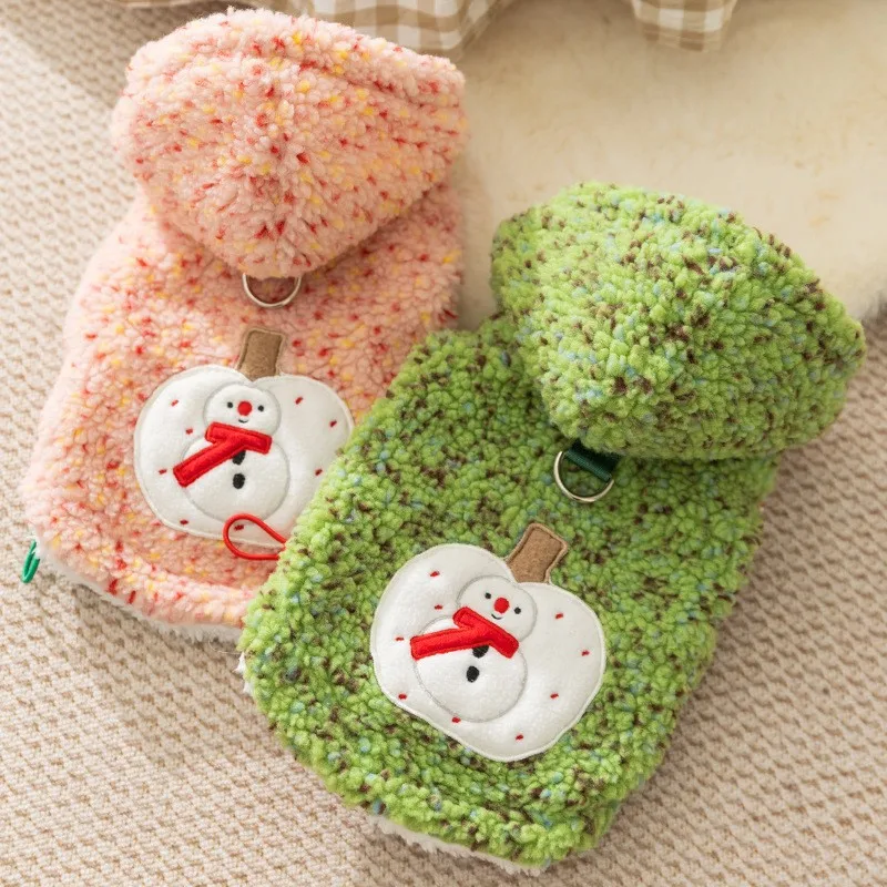 

Pet Christmas Clothing Dog Clothes Snowman Winter Warm Pet Clothing Snowman Pattern Lambswool Pull-on Cotton Puppy Vest