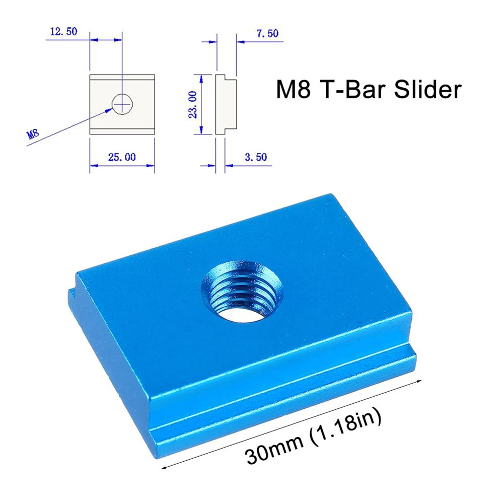 Aluminum Alloy T-track Slider M6/M8 Miter Bar Slider T Slot Nut Table Saw Tool Woodworking 5PCS Blue High quality