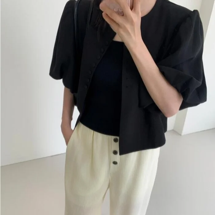 

ort Lantern Sve Верхняя одежда Женская летняя мода Свободный крой Универсальный возрастной дизайн Повседневный шикарный топ