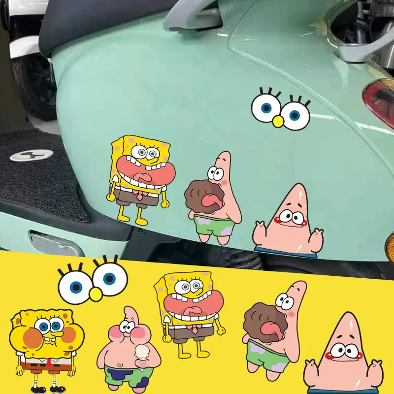 

Kawaii SpongeBobStar Electric Car Motorcycle Cute Cartoon Fun Car Body Decoration Car Stickers