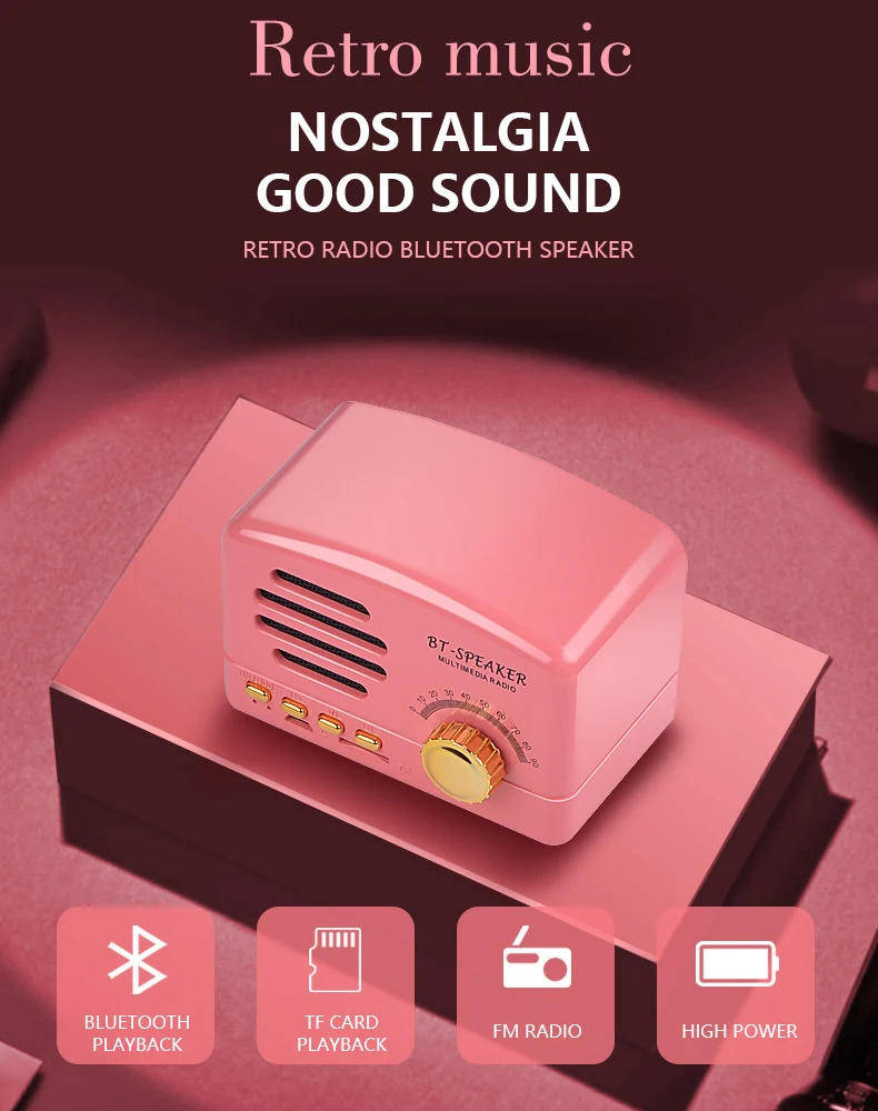 # Mini ลำโพงบลูทูธวิทยุ Retro Sound กล่องเครื่องเล่นเพลงไร้สายแบบพกพาไร้สายแบบพกพาฟรีคลาสสิกลำโพงสน...