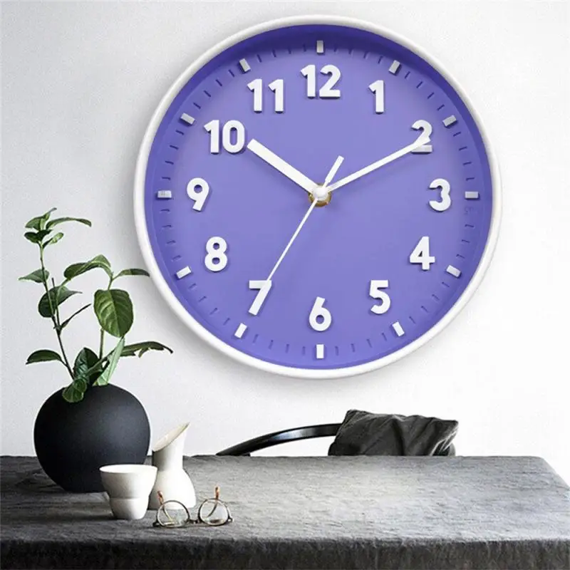 Modern Simple Wall Clock 8 Inch Candy Color Silent Clocks Ornament For Home Bedroom Dormitory Living Room Pointer Wall Clock