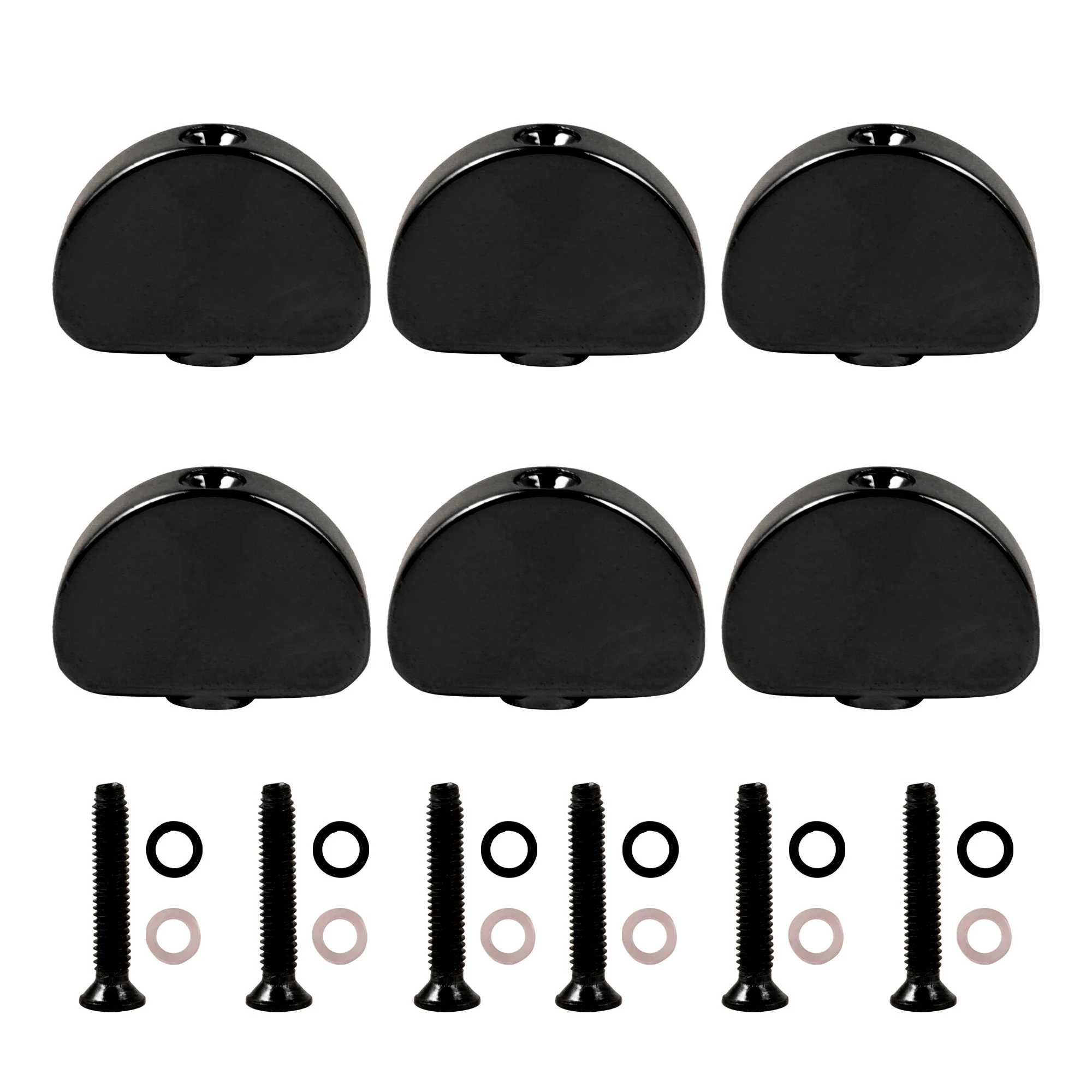 6 Pcs Oval Black Guitar Machine Heads Tuning Peg Buttons 0.16