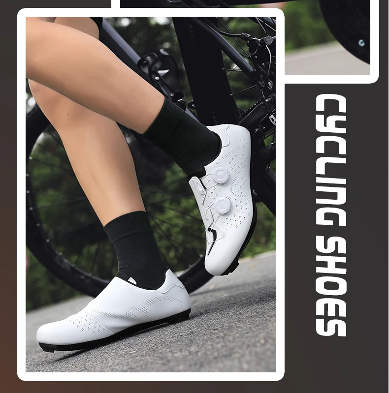 Speed Cycling Sneaker Herren Rennrad-Schuhe Cleat-Schuhe SPD-Schuhe Fahrrad-Flachpedalschuhe Herren Fahrrad Outdoor-Schuhe Weiß – Detail 7