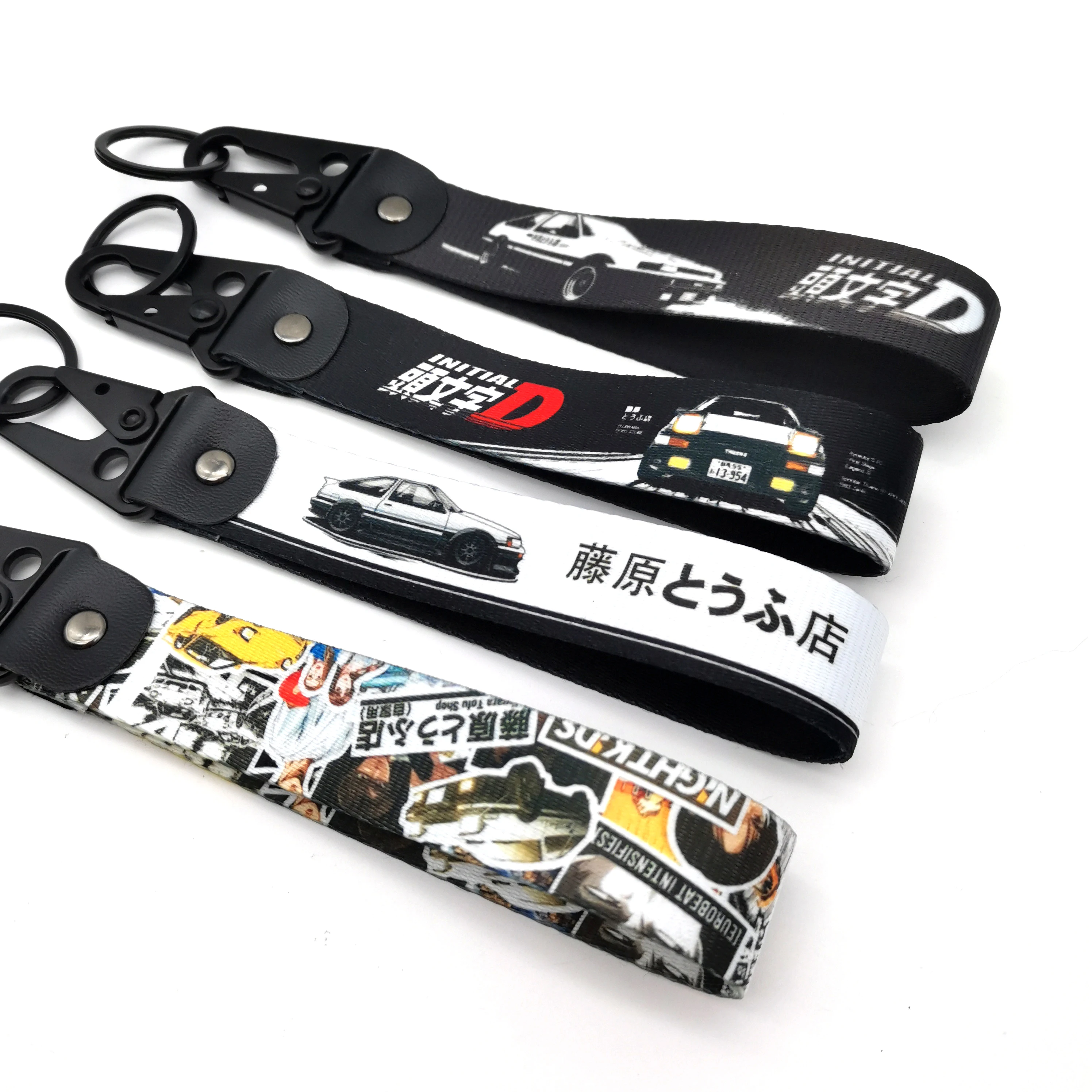 JDM Keychain Keyring Initial D Fujiwara Tofu Shop Cloth key Tags AE86 Lanyard Key Holder Car Motorcycle Spring Clip Accessories