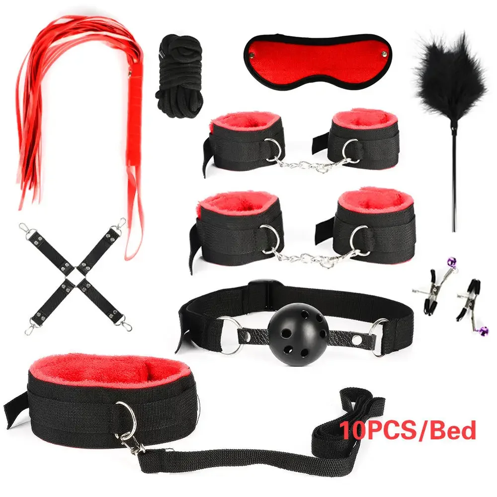 Sex Products Erotic Toys for Adults BDSM Sex Bondage Set Handcuffs Nipple Clamps Gag Whip Rope Sex Toys For Couples - Image 2