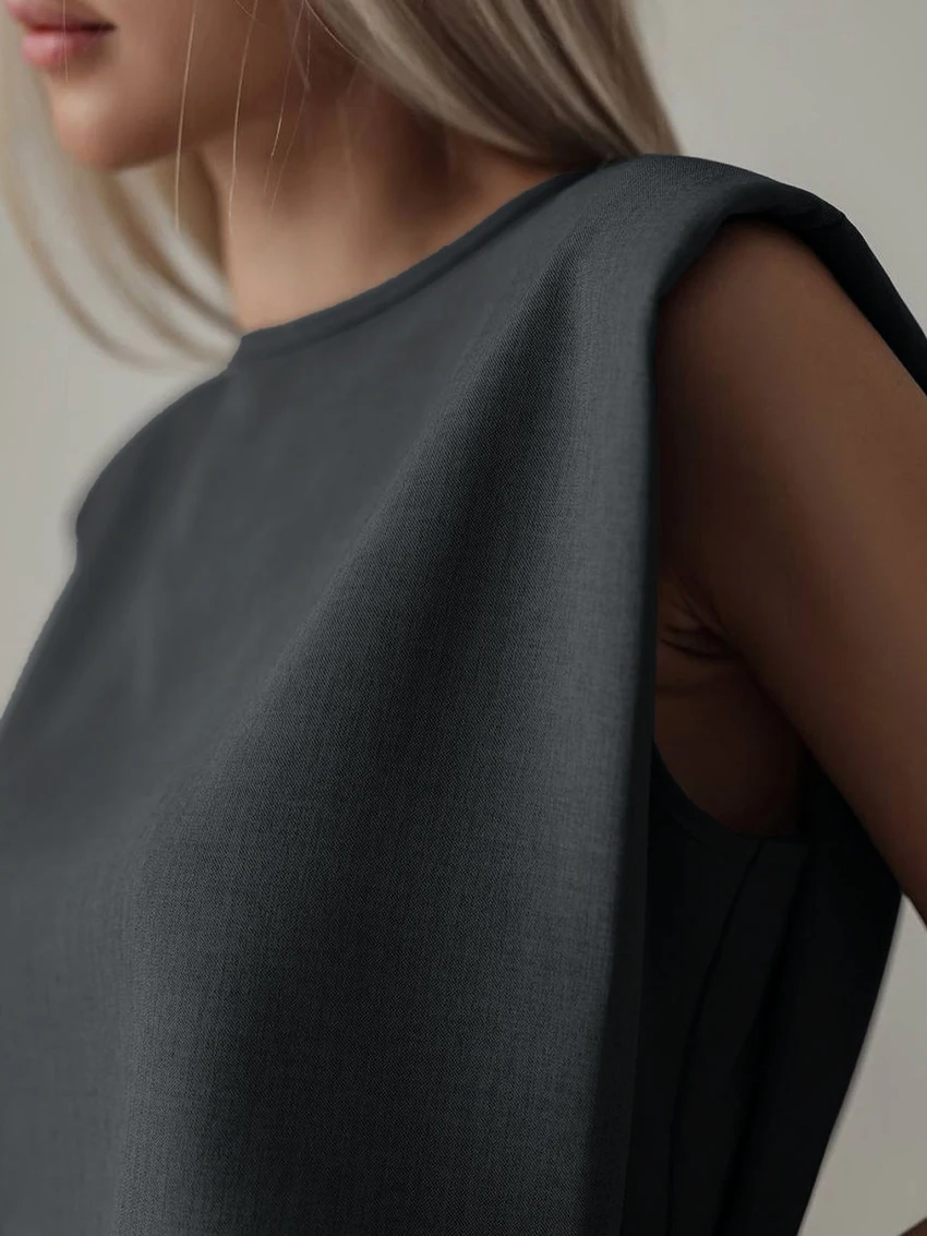 Marthaqiqi Comfort Women Nightwear Suit O-Neck Sleepwear Sleeveless Nightgowns Wide Leg Pants Fashion Ladies Pajamas 2 Piece Set