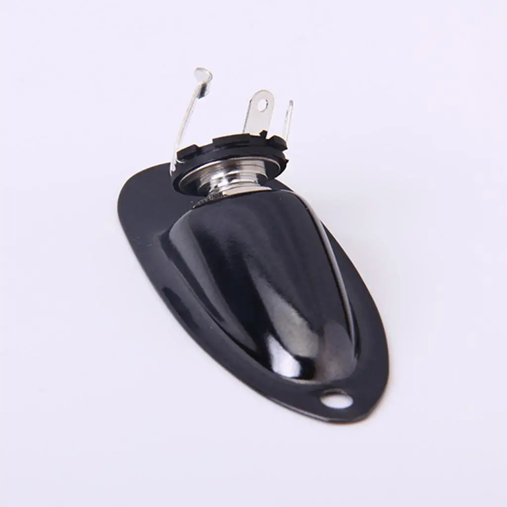 Electric Guitar Input Output Jack Plate Boat Style Black Zinc Alloy Hardware Upgrade