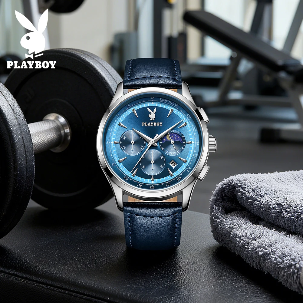 PLAYBOY 3118 Original Quartz Movement Men Watch Top Brand 30m Waterproof Classic Sports Style Chronograph Date Window Watch