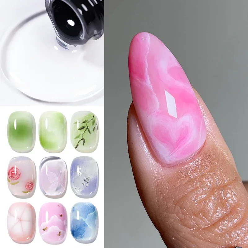 Clear Blooming Gel 7.5ml UV LED Soak Off เล็บสําหรับกระจายผลหินอ่อนเจลสีเคลือบเงา Top Base Coat