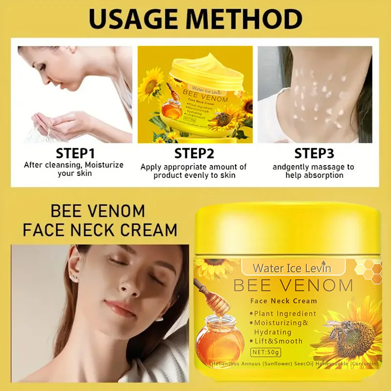 Bee venom Neck cream Moisturizing Sagging Improvement Reduce Fine Lines Damaged Skin Repair Facial Cream Nourishing Skin Care