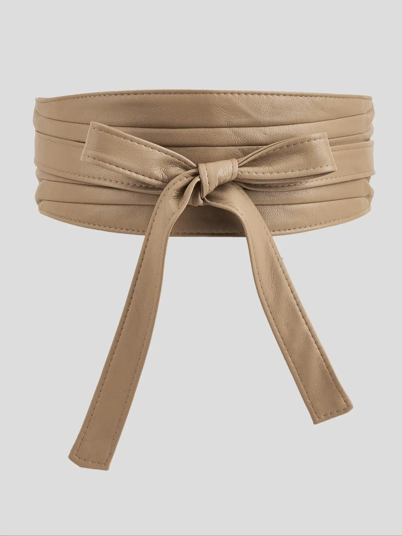 قطعة واحدة من حزام معقود من البولي يوريثان بلون سادة كاجوال للسيدات، حزام عريض أنيق على الطراز البوهيمي، حزام ربط بيج على طراز القصر، مناسب للأزواج مع الفساتين، مثالي للحفلات والمهرجانات الموسيقية