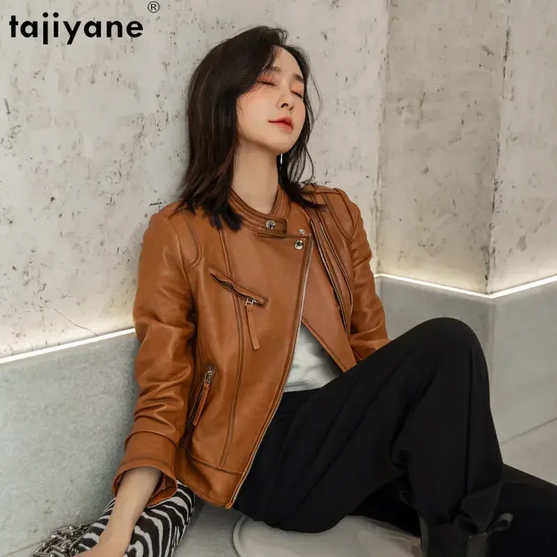 

Tajiyane Real Leather Jacket for Women 2023 Slim High Street Leather Jackets Short Genuine Sheepskin Coat Korean Streetwear SGG