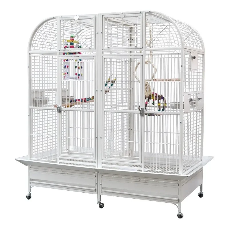 Horizontal Sliding Iron Large Bird Cages Collapsible Easy Shipping Birdcage For Parrot Comfortable Stainless Steel Wire Cage