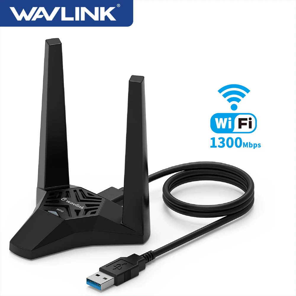 Wavlink USB3.0 WiFi Adapter AC1300 Dual Band Network Card High Speed USB Wifi Receiver Mini Portable Wi-Fi Adapter For PC Laptop