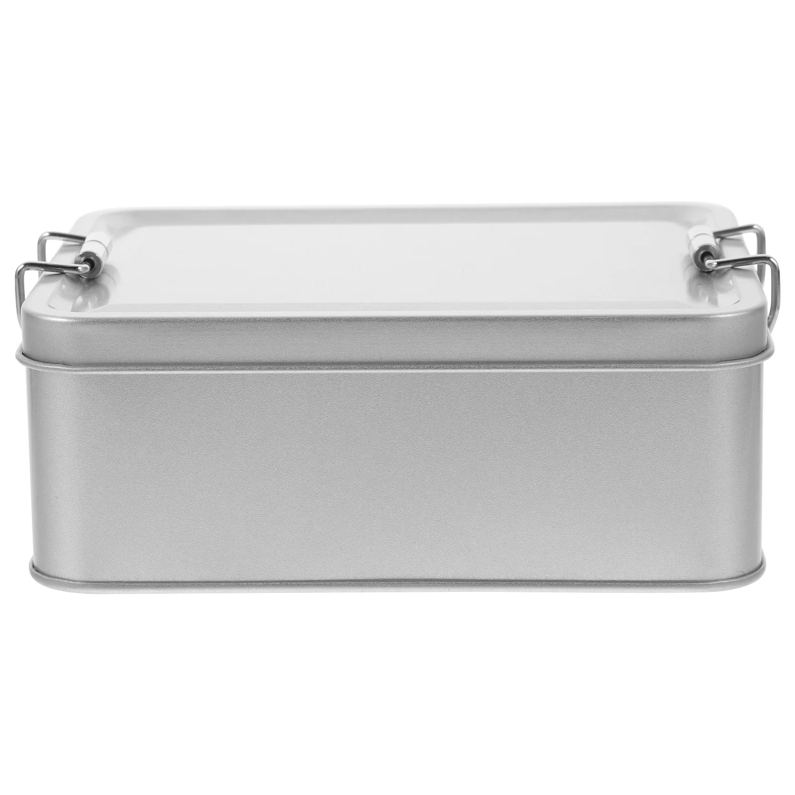 صندوق تخزين الحلوى المصفيح الفضي العتيق، صندوق تخزين من القصدير متعدد الأغراض بسعة متوسطة مع علب معدنية بغطاء #5