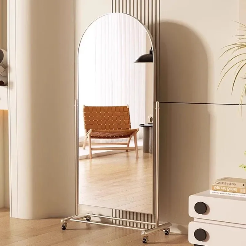 For Home Clothing Store Movable Full Body Floor to Ceiling Mirror Tall Thin Fitting Large Mirror for Broadcast