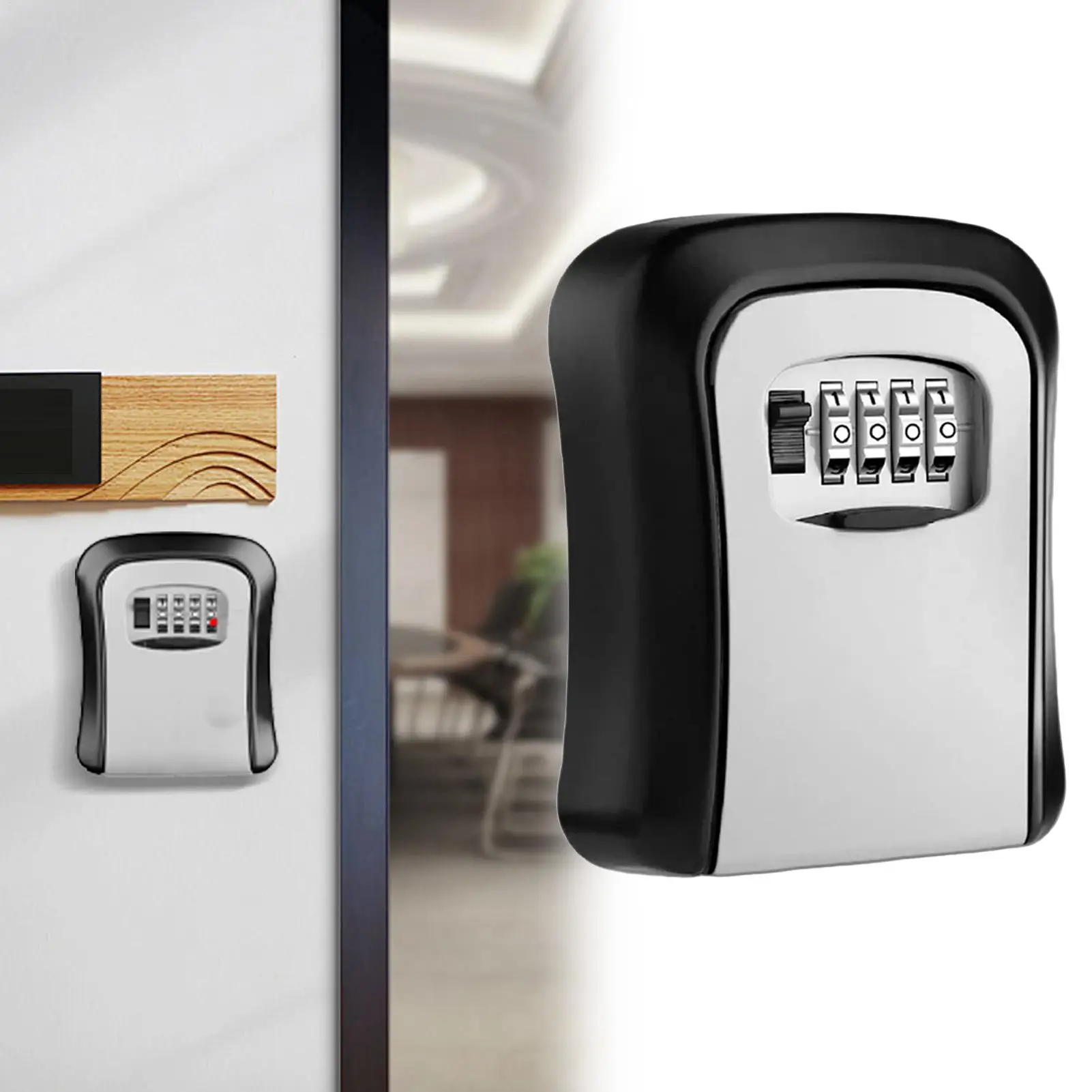 4-Digit Combination Key Storage Box, Resettable Code Key Safe, Security Lock Box for Home Apartment Garage Garden Car