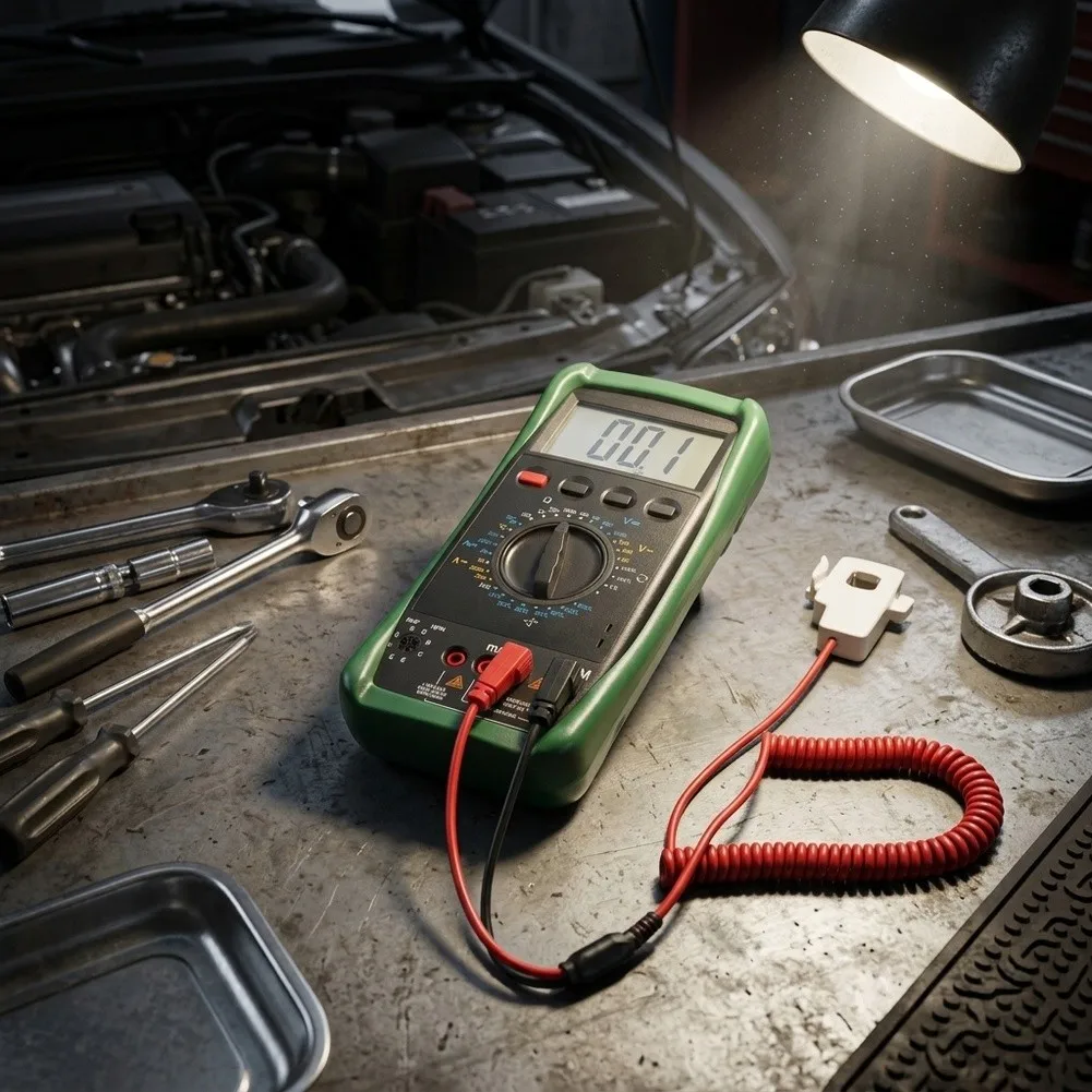 DY2201D Green ABS Car For Battery Tester Multimeter for Voltage Current Resistance Temperature Frequency Duty Cycle Width