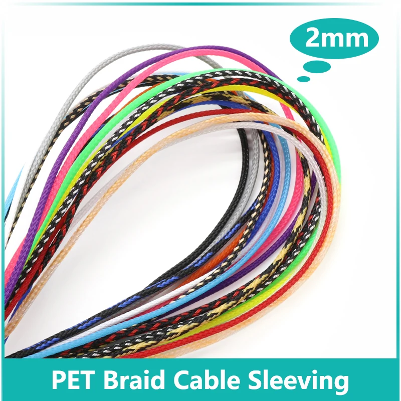 

1M~50M PET Expandable Cable Sleeve 2mm Tight Braided High Density Hardness Insulate Line Protect Wire Wrap Gland Sheath DIY