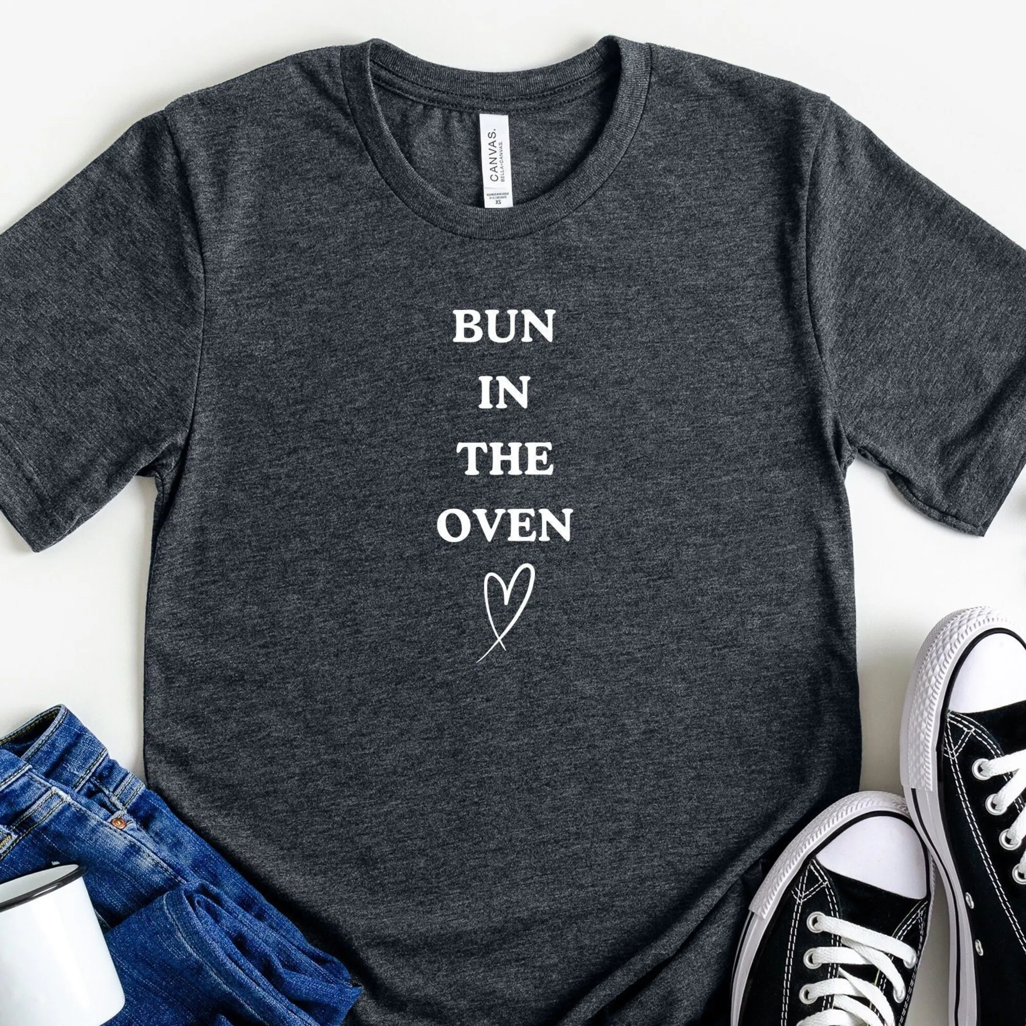 Bun In The Oven Pregnancy Announcement T Shirt Mom To Be Funny Cute Baby Reveal New Parents